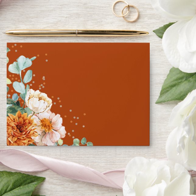 Terracotta Floral Wedding Envelope (Wedding)