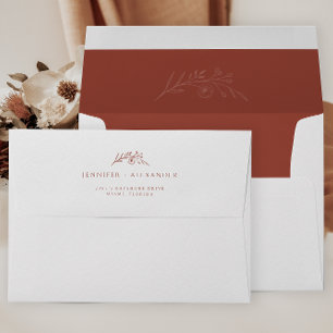 Terracotta Floral Wedding Envelope