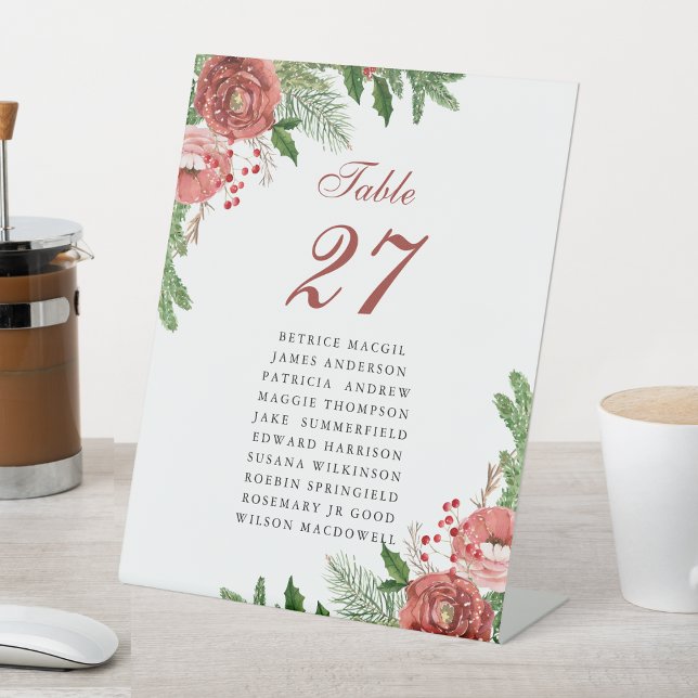 Terracotta Floral Wedding Guest Name Table Number Pedestal Sign (Creator Uploaded)