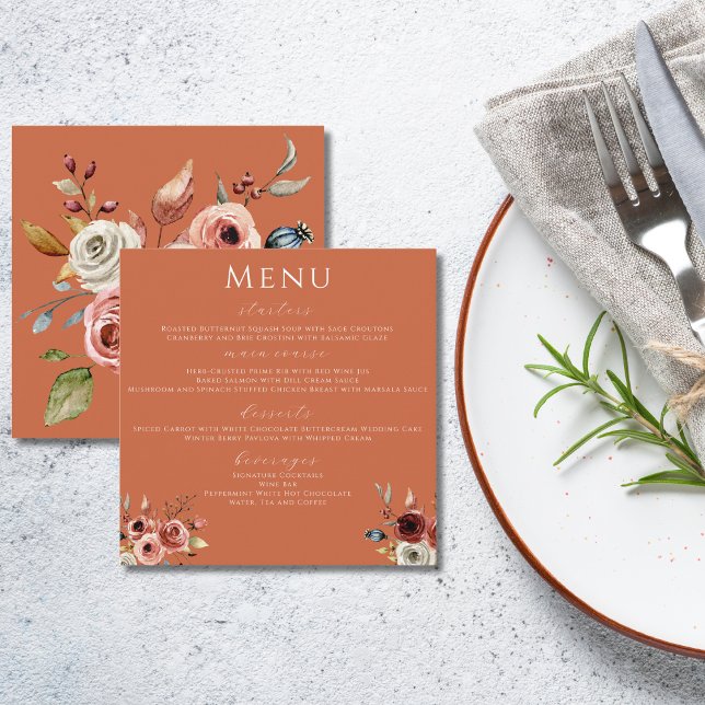 Terracotta Floral Wedding Menu (Creator Uploaded)