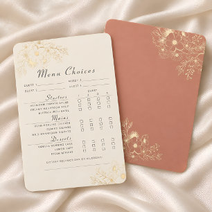 Terracotta Floral Wedding Menu Choice Card
