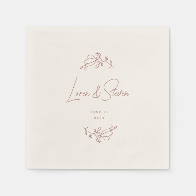 Terracotta Floral Wedding  Napkin (Front)