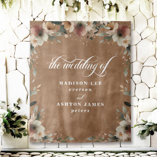 Terracotta Floral Wedding Photo Booth Backdrop Tapestry
