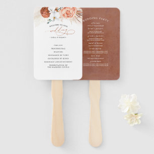 Terracotta Floral Wedding Program Hand Fan