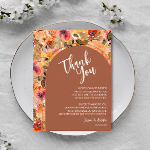 Terracotta Floral Wedding Reception Plate Thank You Card