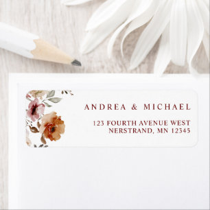 Terracotta Floral Wedding Return Address