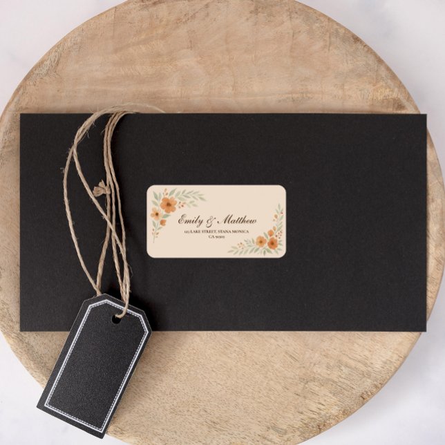 Terracotta Floral Wedding Return Address Label (Creator Uploaded)