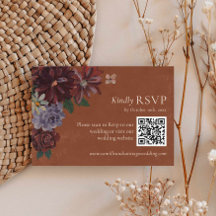 Terracotta Floral Wedding RSVP QR Code