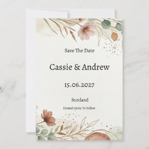 Terracotta Floral Wedding Save The Date