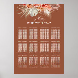 Terracotta Floral Wedding Seating Chart