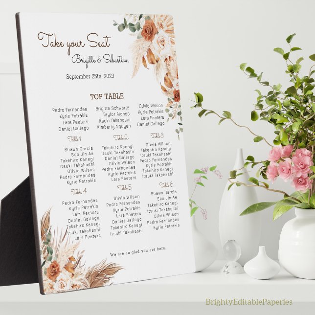 Terracotta Floral Wedding Seating chart Plaque (Creator Uploaded)