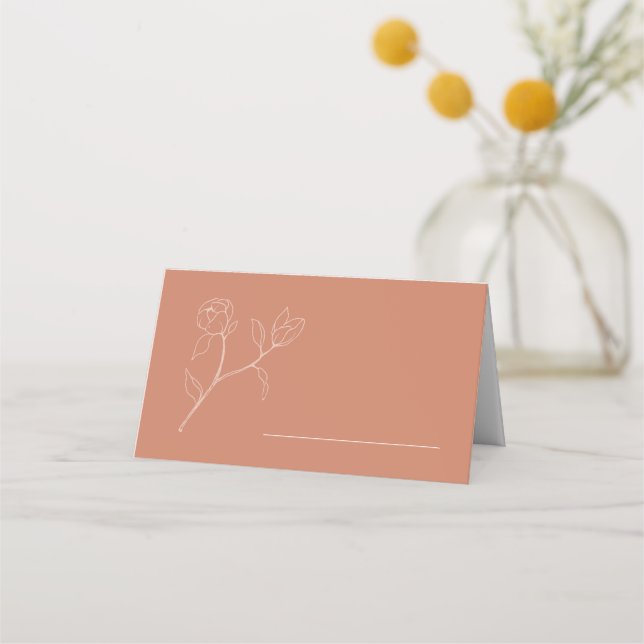 Terracotta Floral Wedding Table Place Card (Front)
