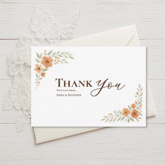 Terracotta Floral Wedding Thank You Card