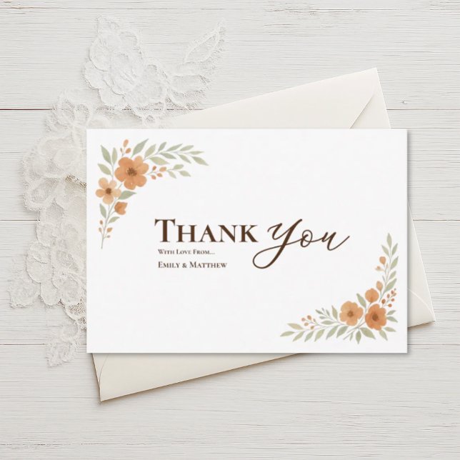 Terracotta Floral Wedding Thank You Card (Creator Uploaded)