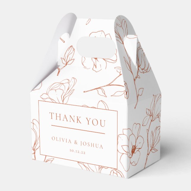 Terracotta Floral Wedding Thank you Favour Box (Front Side)