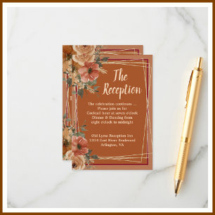 Terracotta Floral Wedding Website Reception Enclosure Card