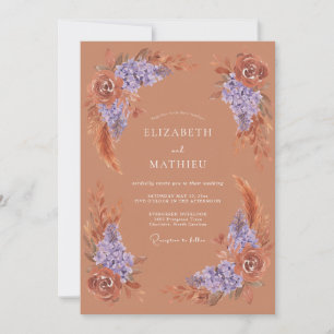 Terracotta Floral Whimsy Wedding Invitation