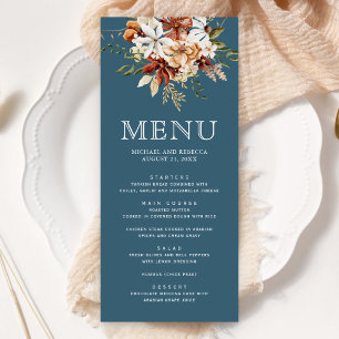 Terracotta Floral Wildflower Dusty Blue Wedding Menu