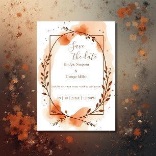 terracotta Floral wreath wedding Save the Date Invitation