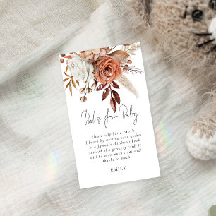 Terracotta Florals Books For Baby Shower  Enclosure Card