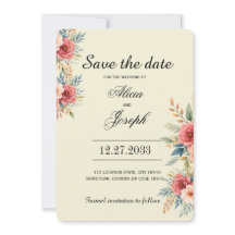 Terracotta Florals Flower Save the Date