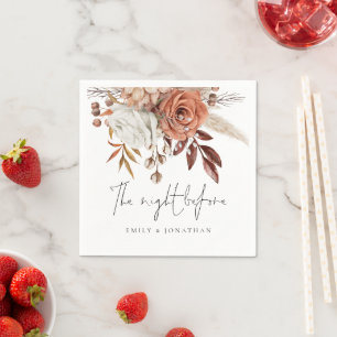 Terracotta Florals Night Before Rehearsal Dinner Napkin