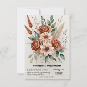 Terracotta Florals Rustic Boho Wedding RSVP Card