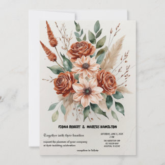 Terracotta Florals Rustic Boho Wedding Save The Date