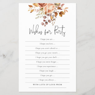 Terracotta Florals Wishes for Baby Shower Game Flyer