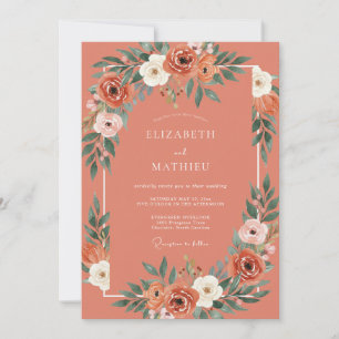 Terracotta Flourishing Boho Wedding Invitation