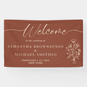 Terracotta Flower Bouquet Boho Botanicals Welcome Banner