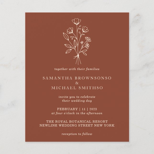 Terracotta Flower Bouquet Boho Budget Botanicals Flyer (Front)