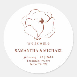 Terracotta Flower Indie Rustic Welcome Wedding Classic Round Sticker