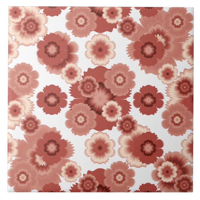 Terracotta Flower Pattern Tile (Front)