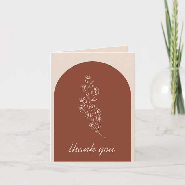 Terracotta Flower Summer Fall Season Thank You Card (Front)