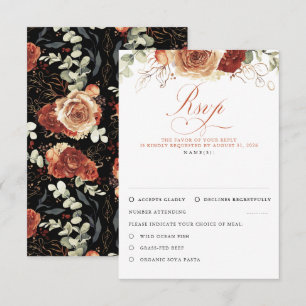 Terracotta Flowers Black Wedding RSVP