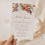 Terracotta Flowers Boho Fall Earthy Bridal Shower Invitation<br><div class="desc">Modern bohemian style bridal shower invitations featuring watercolor flowers and fall leaves in earthy tones like rust brown,  burnt orange and terracotta. Perfect choice for autumn weddings.</div>