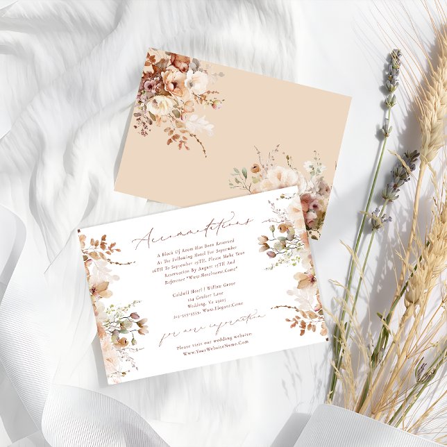 Terracotta Flowers Boho Wedding Accommodation  Enclosure Card (Creator Uploaded)