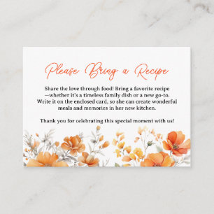 Terracotta Flowers Bridal Shower Recipe Request  Enclosure Card