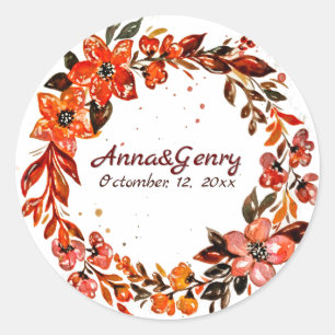Terracotta Flowers Classic Round Sticker