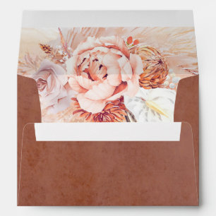 Terracotta Flowers Pampas Grass Elegant Envelope