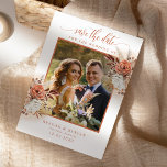 Terracotta Flowers Pampas Grass Save The Date Card<br><div class="desc">Rustic Terracotta Flowers Pampas Grass Photo Save The Date Card</div>