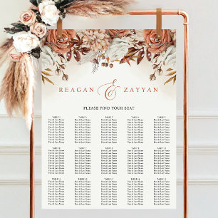Terracotta Flowers Pampas Wedding Seating Chart