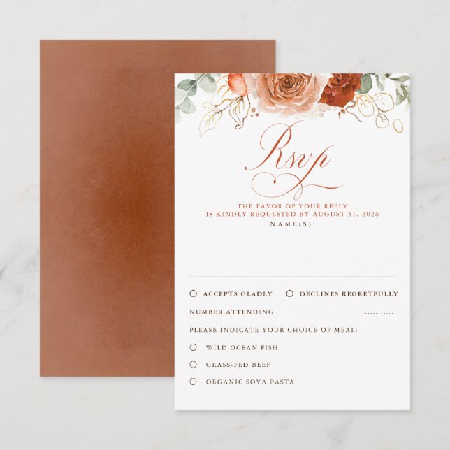 Terracotta Flowers Wedding RSVP (Front/Back)
