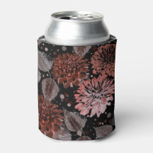 Terracotta flowers with grey leaves on a black