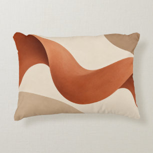 Terracotta Flowing Organic Waves Decorative Cushion