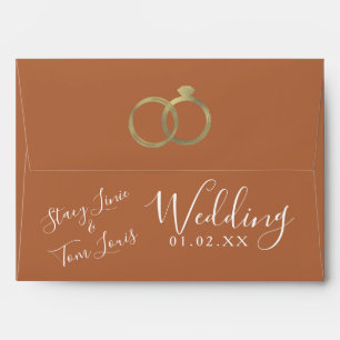 Terracotta Foil Rings Wedding  Envelope