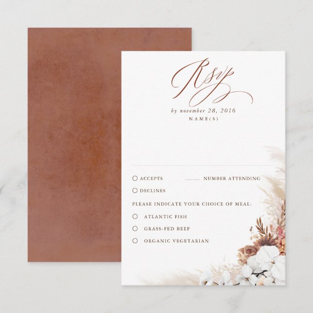 Terracotta Foliage Boho Wedding RSVP (Front/Back)