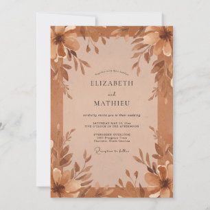 Terracotta Foliage Dusty Eucalyptus Wedding Invitation