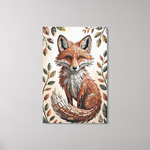 Terracotta Forest Mosaic Fox Canvas Print